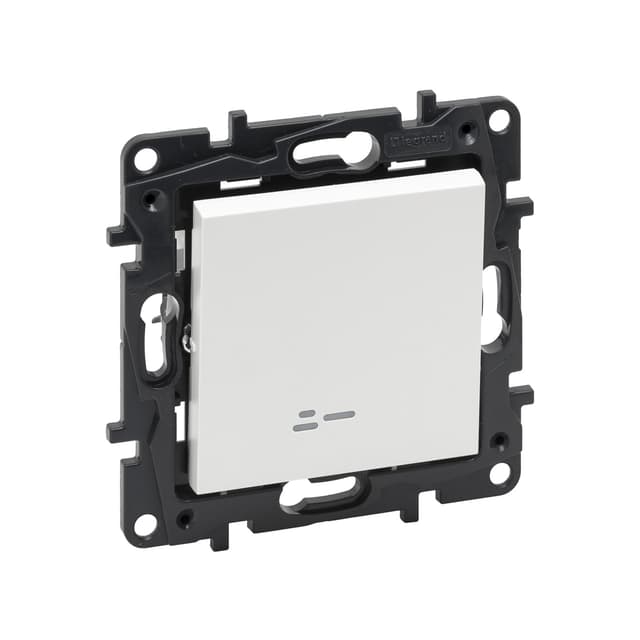 Выключатель одноклавишный, Legrand Niloe Step, 863111, 10А с подстветкой авт.кл. Белый