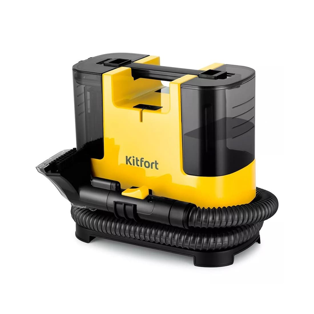 Моющий пылесос, Kitfort, КТ-5162-3, Объем резервуара для чистой воды 1.3л, Длина шланга 1.2 м, Длина шнура 2.9 м, Мощность 400 Вт, Черно-желтый
