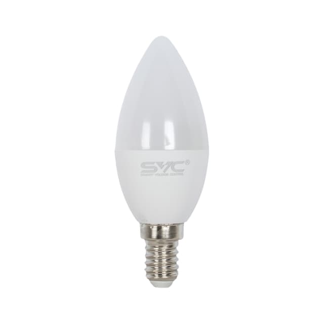 Лампа светодиодная, SVC, LED C35-9W-E14-3000K, Свеча, Мощность 9Вт, Тип колбы C35, Цвет. температура 3000K, Цоколь E14, Тёплый