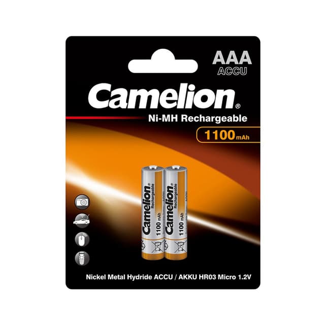 Аккумулятор, CAMELION, NH-AAА1100BP2, Rechargeable, AAA, 1.2V, 1100 mAh, 2 шт. в блистере