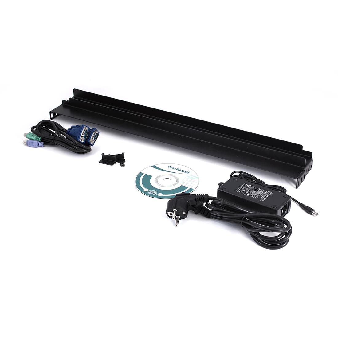 KVM консоль, SHIP, AS-7108TLS, Стоечная, 8-портовая ,17" экран, Коннекторы CAT5, Чёрный