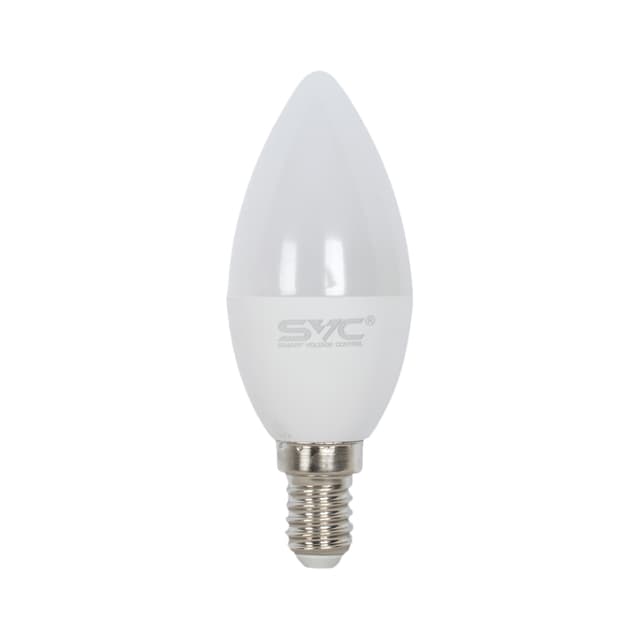 Лампа светодиодная, SVC, LED C35-9W-E14-6500K, Свеча, Мощность 9Вт, Тип колбы C35, Цвет. температура 6500K, Цоколь E27, Холодный