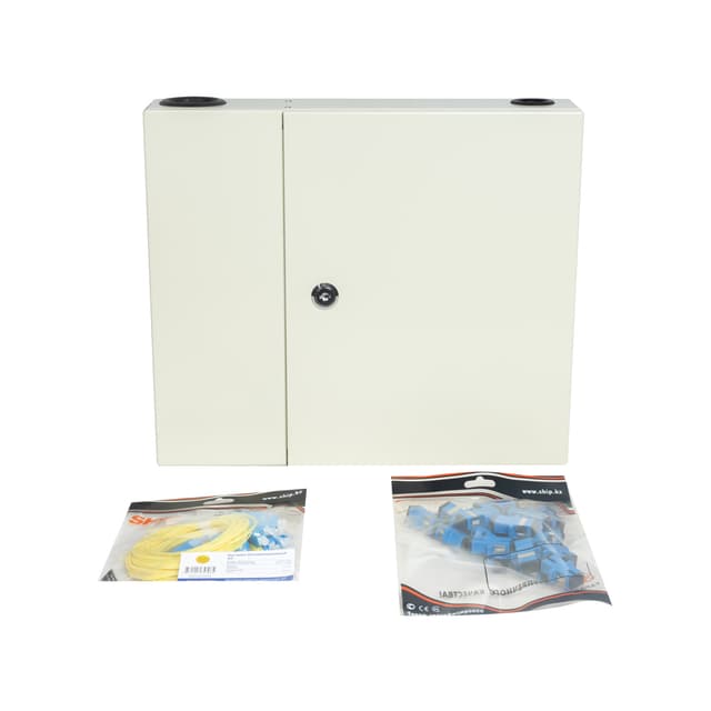 Оптический кросс укомплектованный,АЗОП, OWB24, 24 порта SC/UPC Simplex, Настенный, Металл, Серый