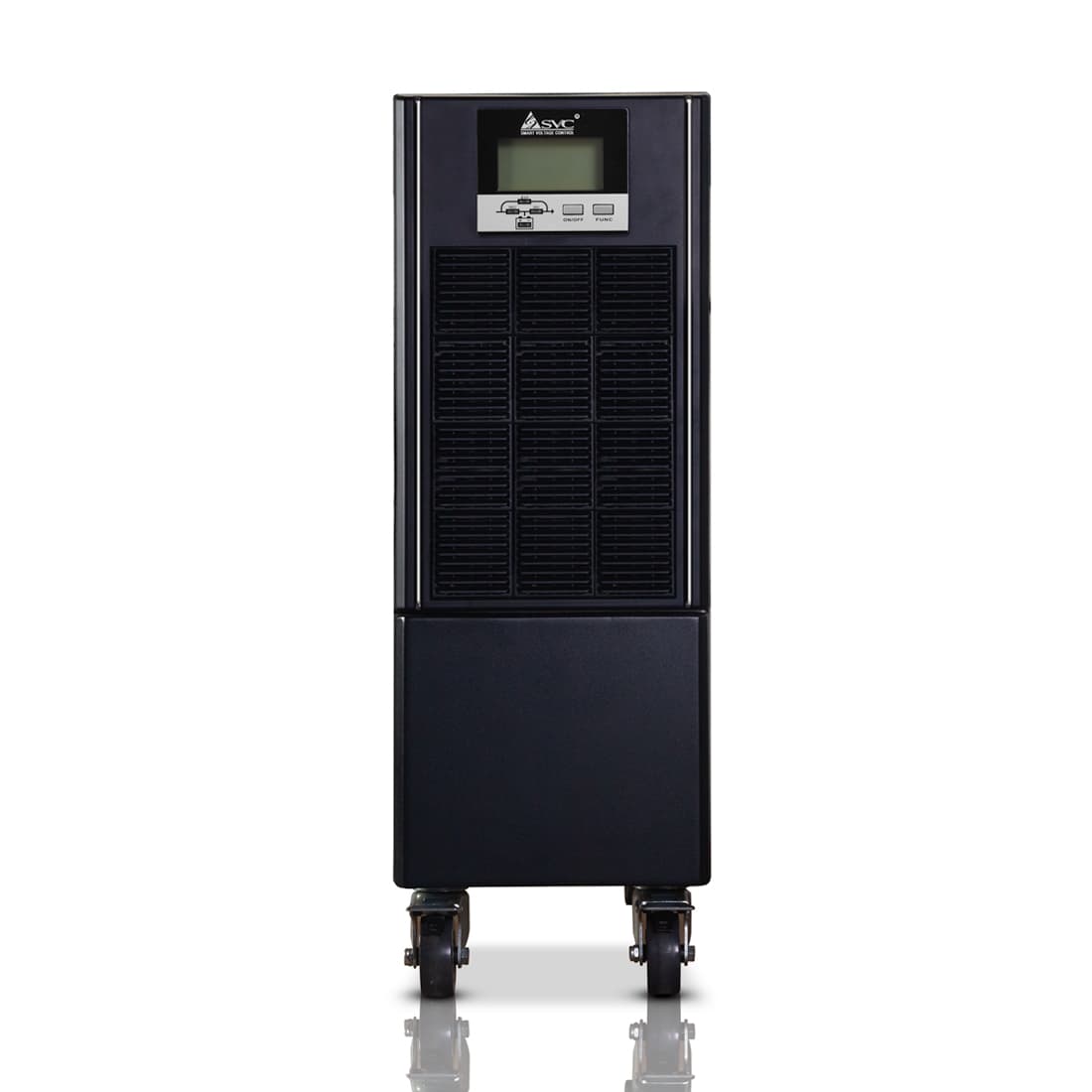 Источник бесперебойного питания, SVC, GT31-15KVA, Мощность 15кВА/13.5кВт, Трёхфазный (3 фазы на вход, 1 на выход), GT31-серия, On-Line, LCD\RS-232/USB SMART, Диапазон работы AVR: 190-499В, Батарея: 16 шт. (не поставляется в комплекте), Чёрный