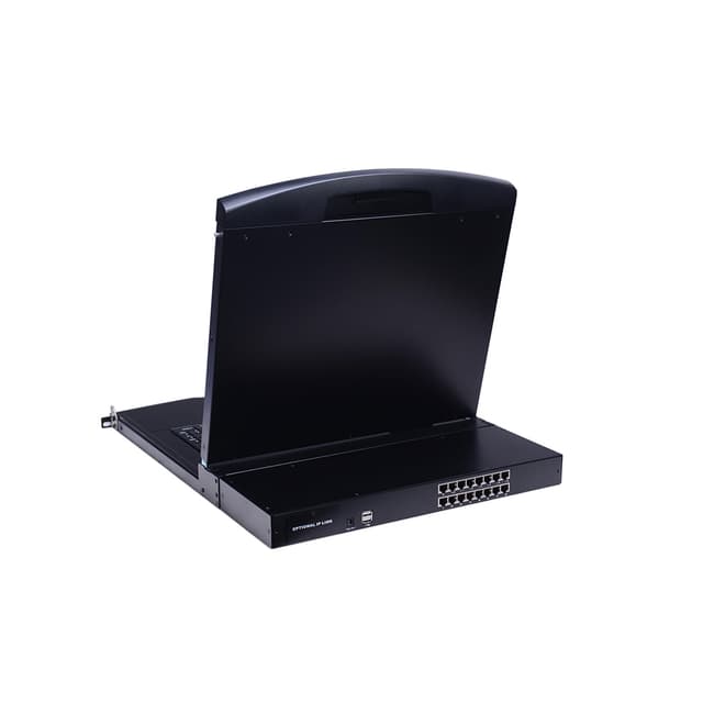 KVM консоль, SHIP, AS-7116TLS, Стоечная, 16- портовая, 17" экран, Коннекторы CAT5, Чёрный