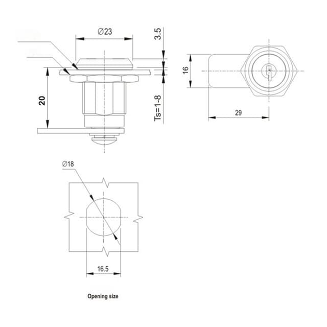 Замок металлический с ключом, Deluxe, MS403, 18*16 (замок+язычок+ключ)