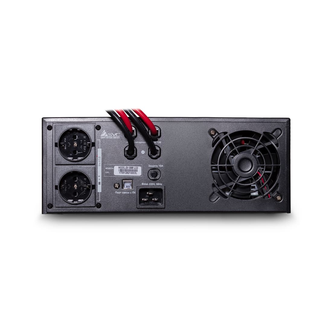 Инвертор, SVC, DI-1200-F-LCD, Мощность 1200ВА/1000Вт, Вход 12В и/или 220В, Выход 220В (Чистая синусоида на выходе), Диапазон работы AVR: 145-270В, USB-порт, Функция заряда батарей 20A, Чёрный