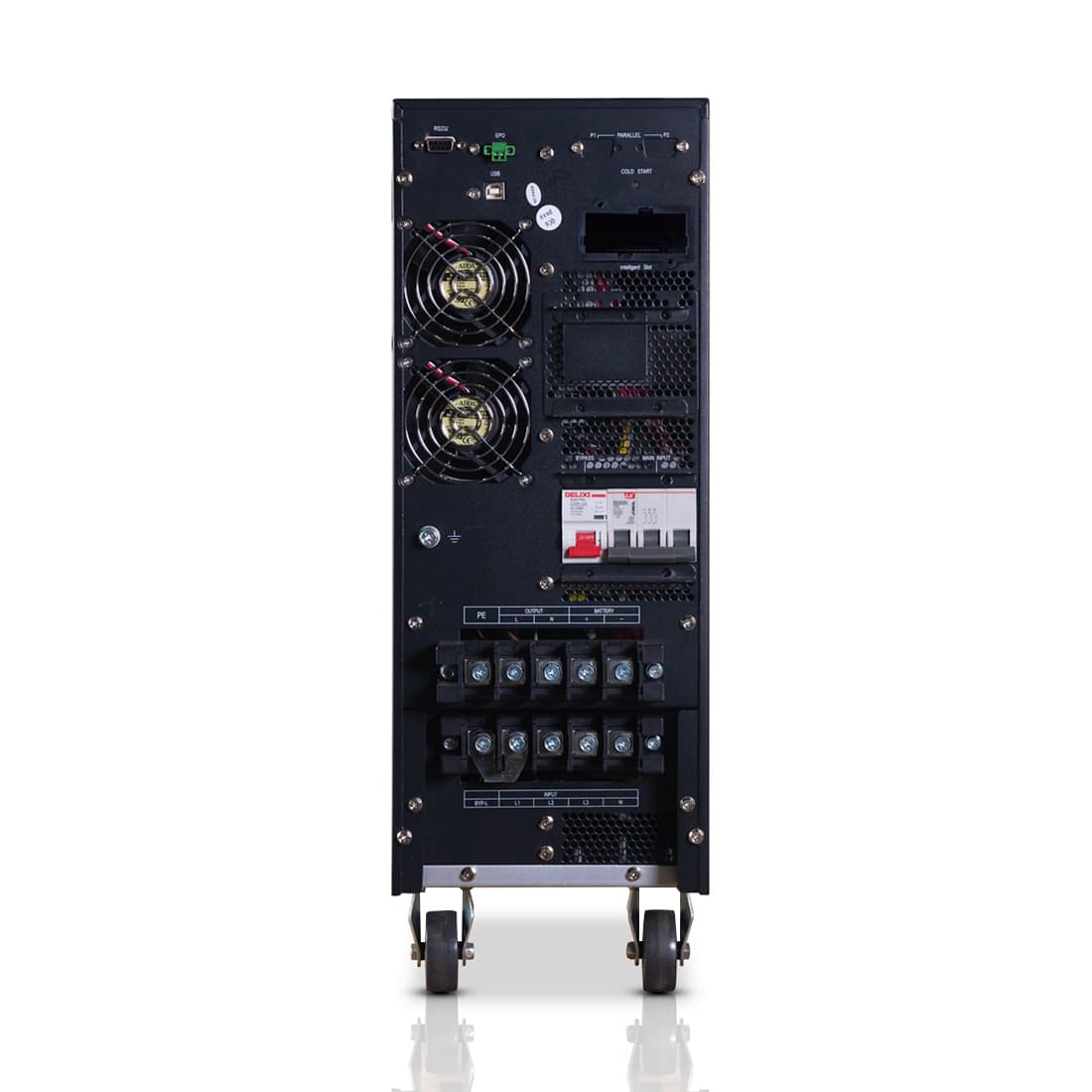 Источник бесперебойного питания, SVC, GT31-20KVA, Мощность 20кВА/18кВт, Трёхфазный (3 фазы на вход, 1 на выход), GT31-серия, On-Line, LCD\RS-232/USB SMART, Диапазон работы AVR: 190-499В, Батарея: 16 шт. (не поставляется в комплекте), Чёрный