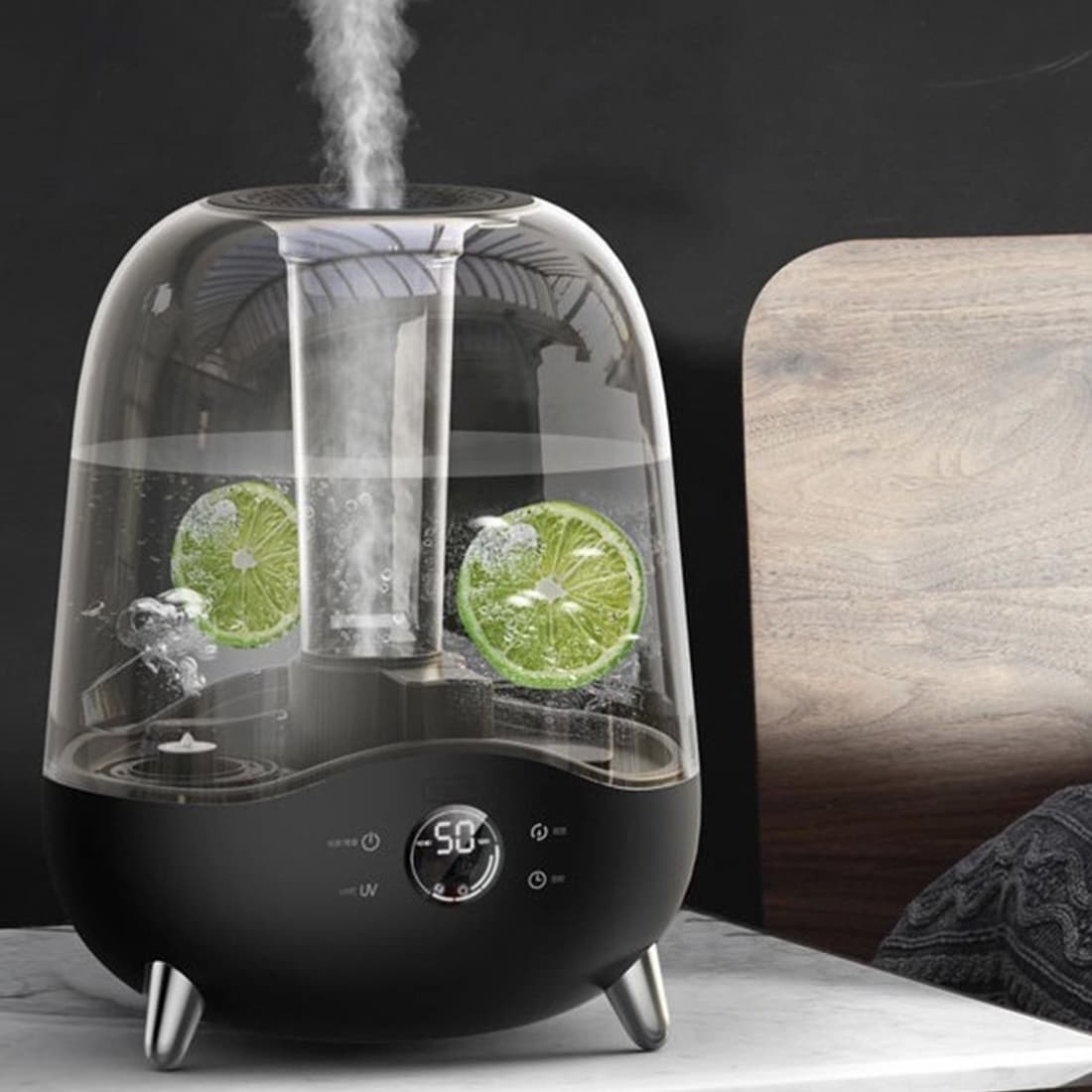 Увлажнитель воздуха, Deerma, DEM-F323W, Номинальная мощность 25 Вт, Объем 5 л, Управление механическое, Обслуживаемая площадь 20-30 м.кв, Скорость испарения 300 мл/ч, Черный