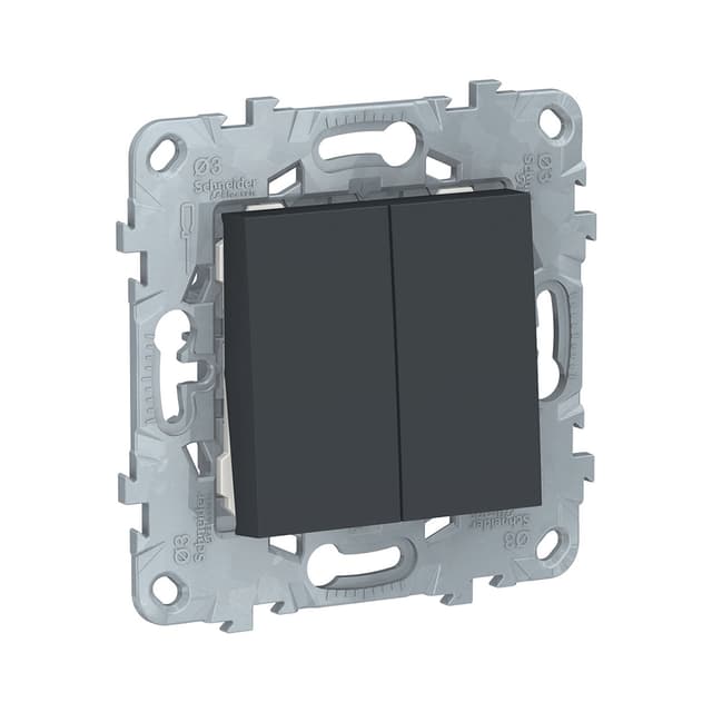 Переключатель двухклавишный, SE, NU521354, Unica New антрацит