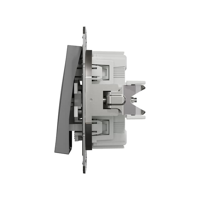 Выключатель двухклавишный, SE, EPH0300171, Asfora 10AX, механизм, быстрозажимные клеммы антрацит