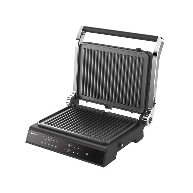 Гриль, Centek, CT-1474, 2100W, 297х230мм, 2 сменные пластины, Антипригарное покрытие, Черный/стальной