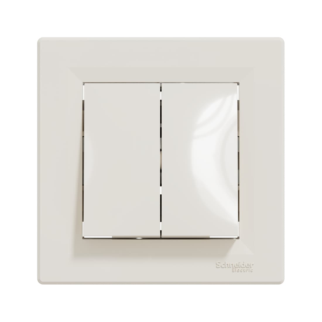 Выключатель двухклавишный, SE, EPH0300123, Asfora в сборе кремовый