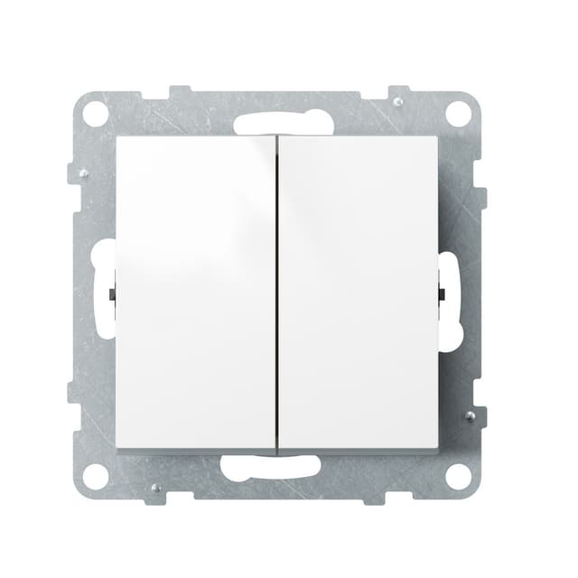 Переключатель двухклавишный, Legrand Suno, 721108, 10А 250В безвинт.зажим Белый