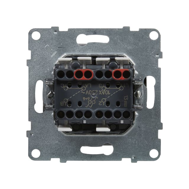 Переключатель двухклавишный, Legrand Suno, 721108, 10А 250В безвинт.зажим Белый