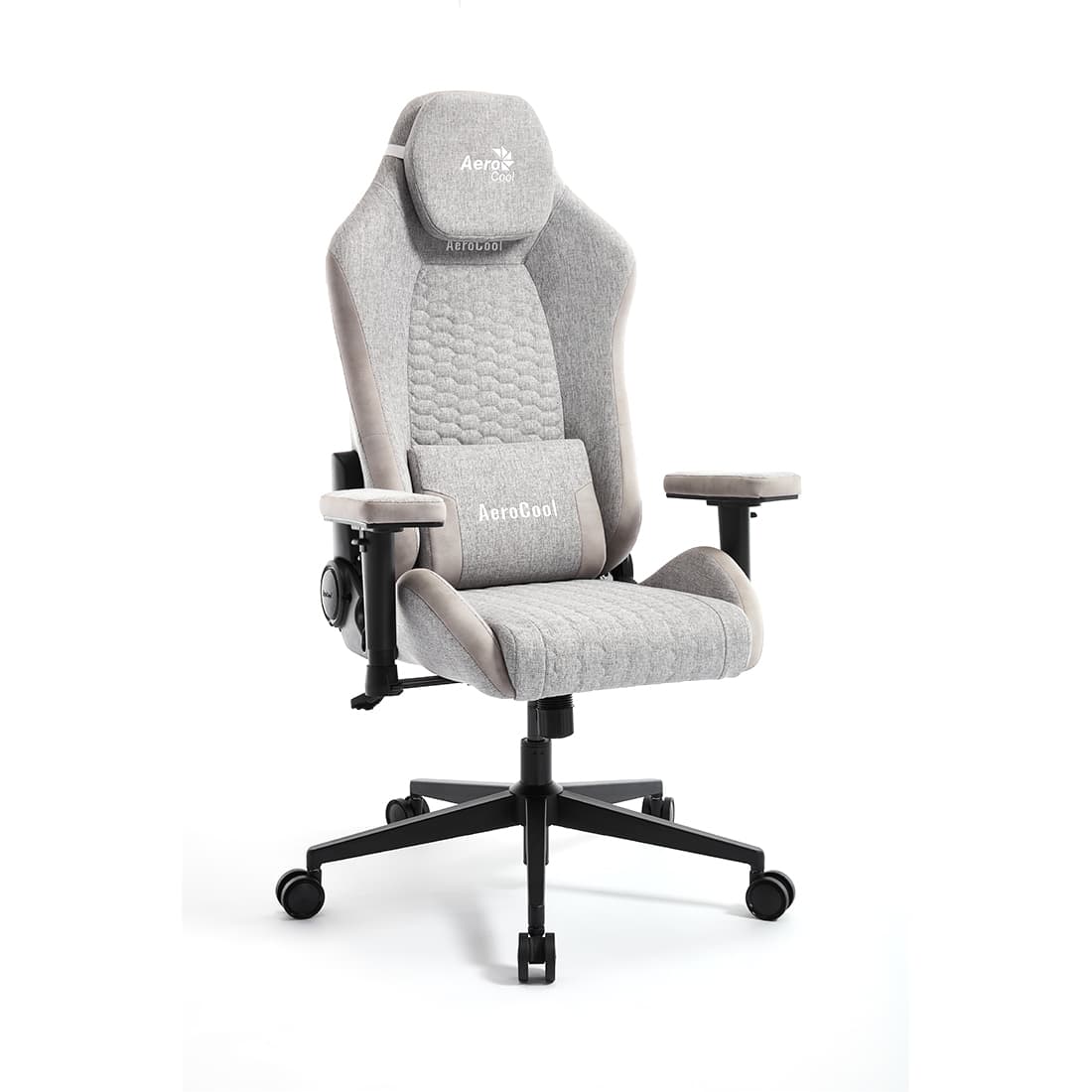 Игровое компьютерное кресло, Aerocool, CROWN Loft Light Grey, Тканевая поверхность AeroWeave с карбоновым рисунком, (Ш)65*(Г)70*(В)122 (132) см, Серый