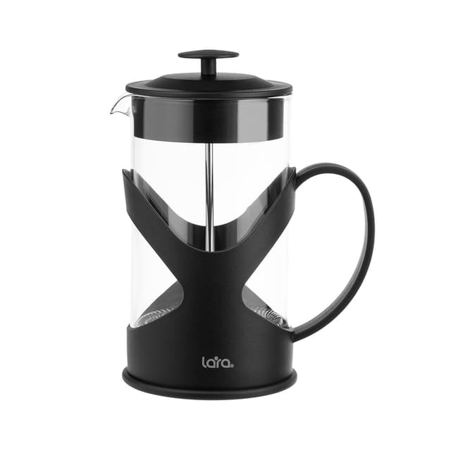 Френч-пресс, LARA, LR06-56-600, Объем 600мл, Стальной фильтр, Боросиликатное стекло, Подходит для мытья в посудомоечной машине, Черный