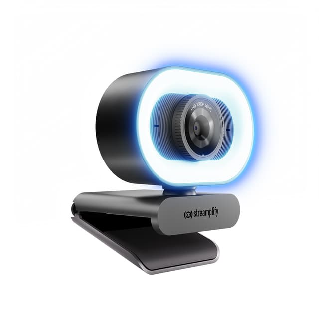 Веб-Камера, Streamplify, CAM PLUS-FHD-2M60-LIGHT-BK, 1920x1080, 2.0Mpx, 80 градусов, USB 2.0 Type A, Микрофон, Автофокус, Подсветка, Крепление: зажим, Длина кабеля: 200 см, Черный