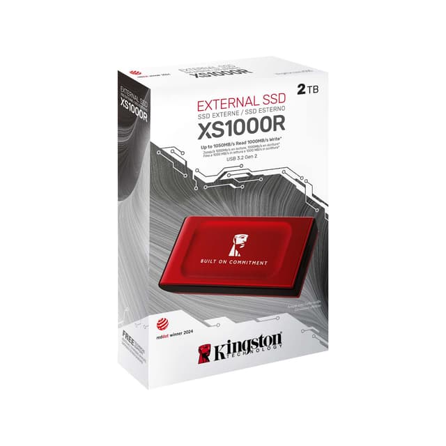 Внешний SSD диск, Kingston, XS1000, SXS1000R/2000GA, 2TB, USB-C, Красный