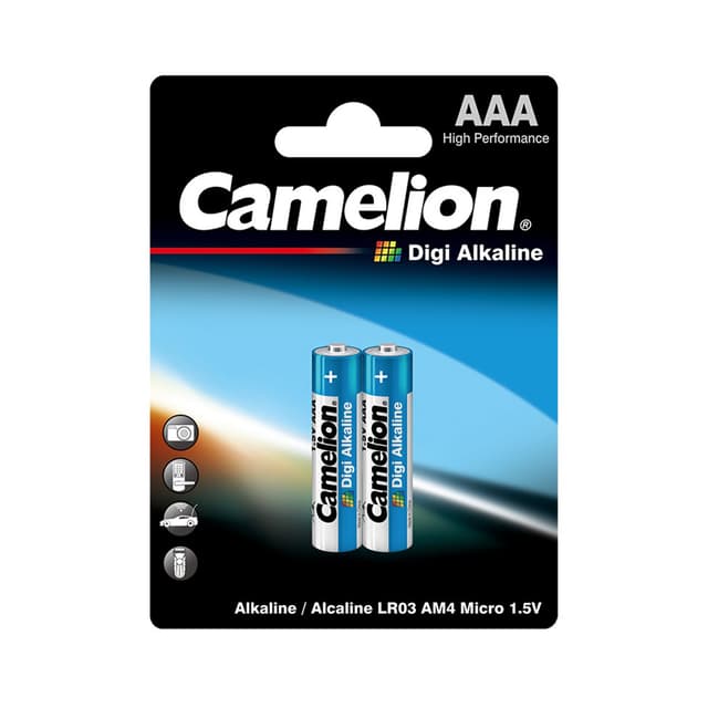 Батарейка, CAMELION, LR03-BP2DG, Digi Alkaline, AAA, 1.5V, 1250mAh, 2 шт., Блистер