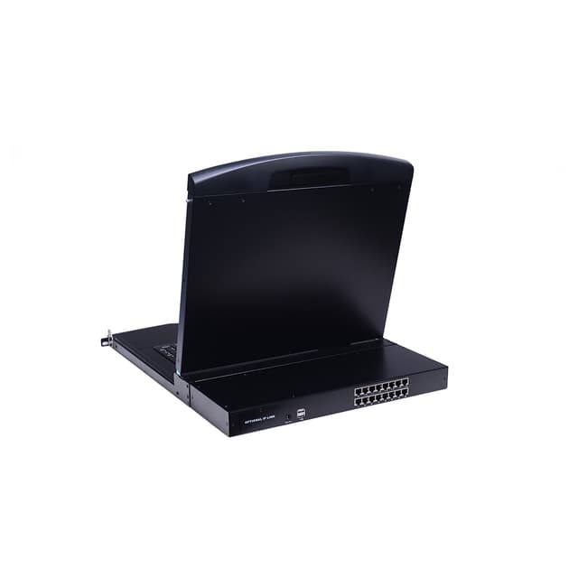 KVM консоль, SHIP, AS-9116TLS, Стоечная, 16-портовая, 19" экран, Коннекторы CAT5, Чёрный