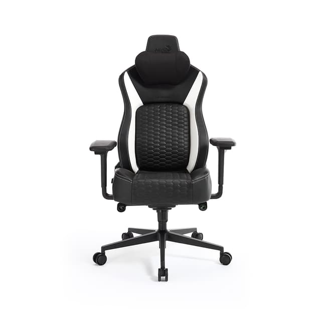 Игровое компьютерное кресло, Aerocool, CROWN Pro Racer White, Искусственная кожа PU AIR, (Ш)65*(Г)70*(В)122 (132) см, Черно-Белый