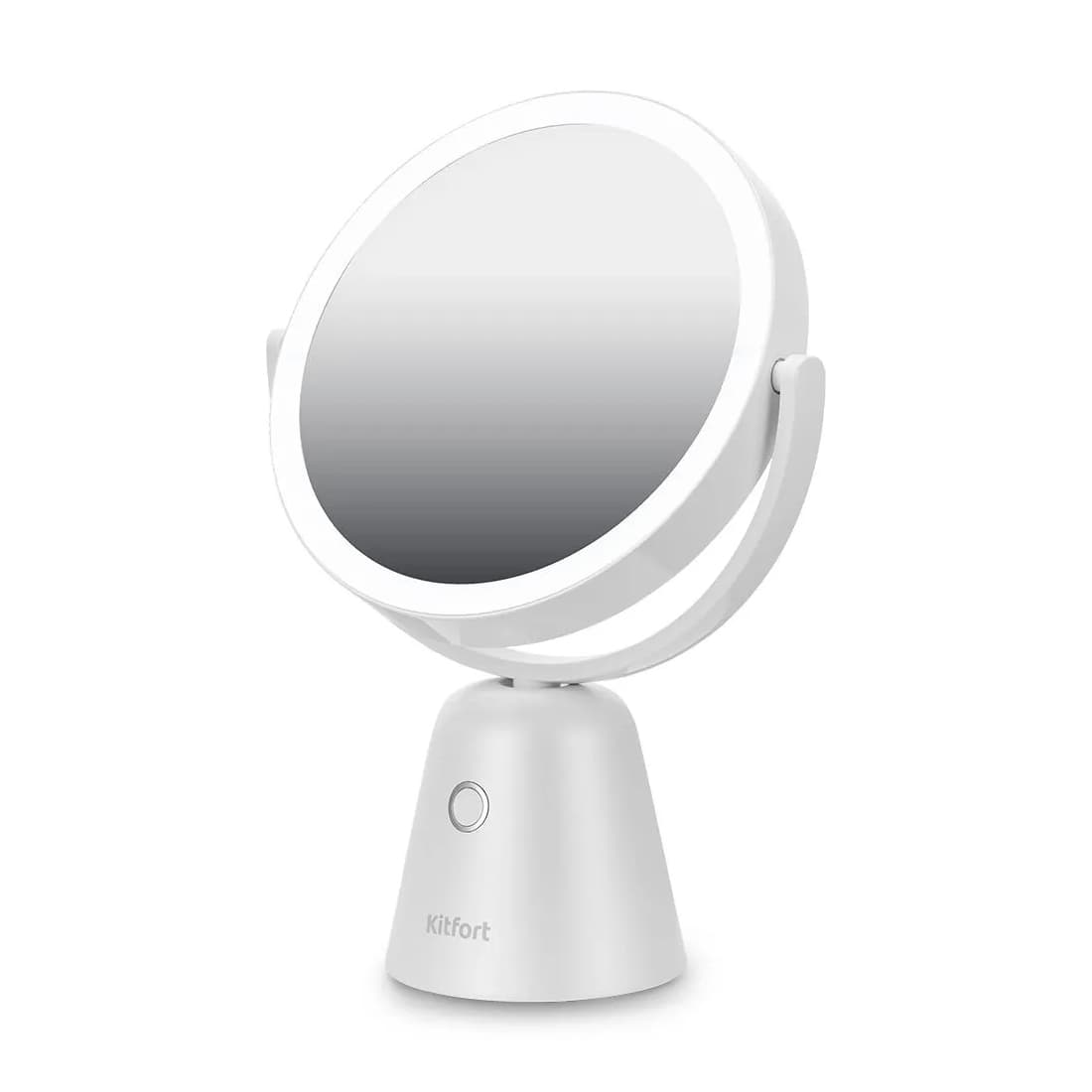 Косметическое зеркало, Kitfort, КТ-4128, Мощность 6 Вт, Время работы 5 , Регулировка наклона, Подсветка, Двустороннее зеркало, Цвет белый