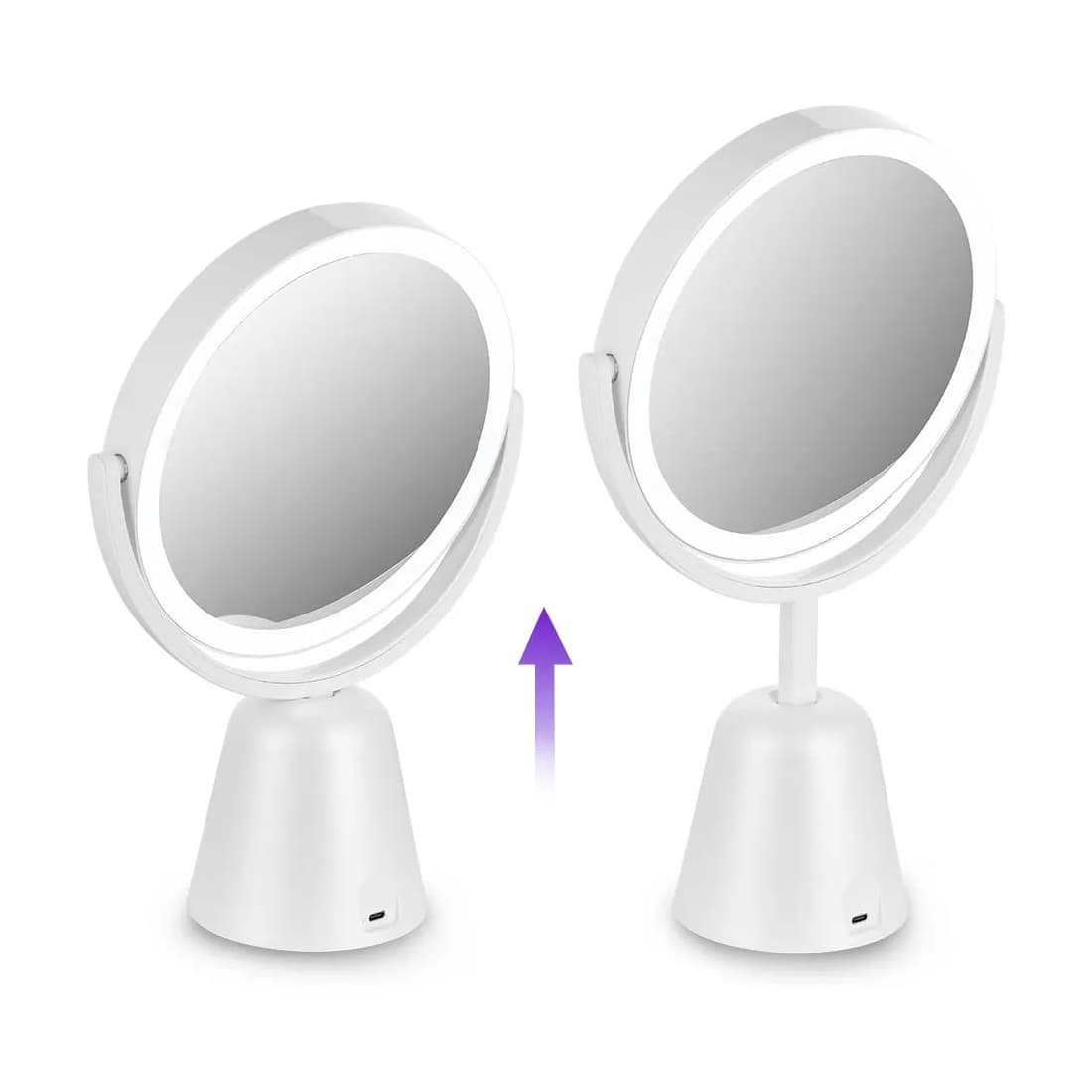 Косметическое зеркало, Kitfort, КТ-4128, Мощность 6 Вт, Время работы 5 , Регулировка наклона, Подсветка, Двустороннее зеркало, Цвет белый