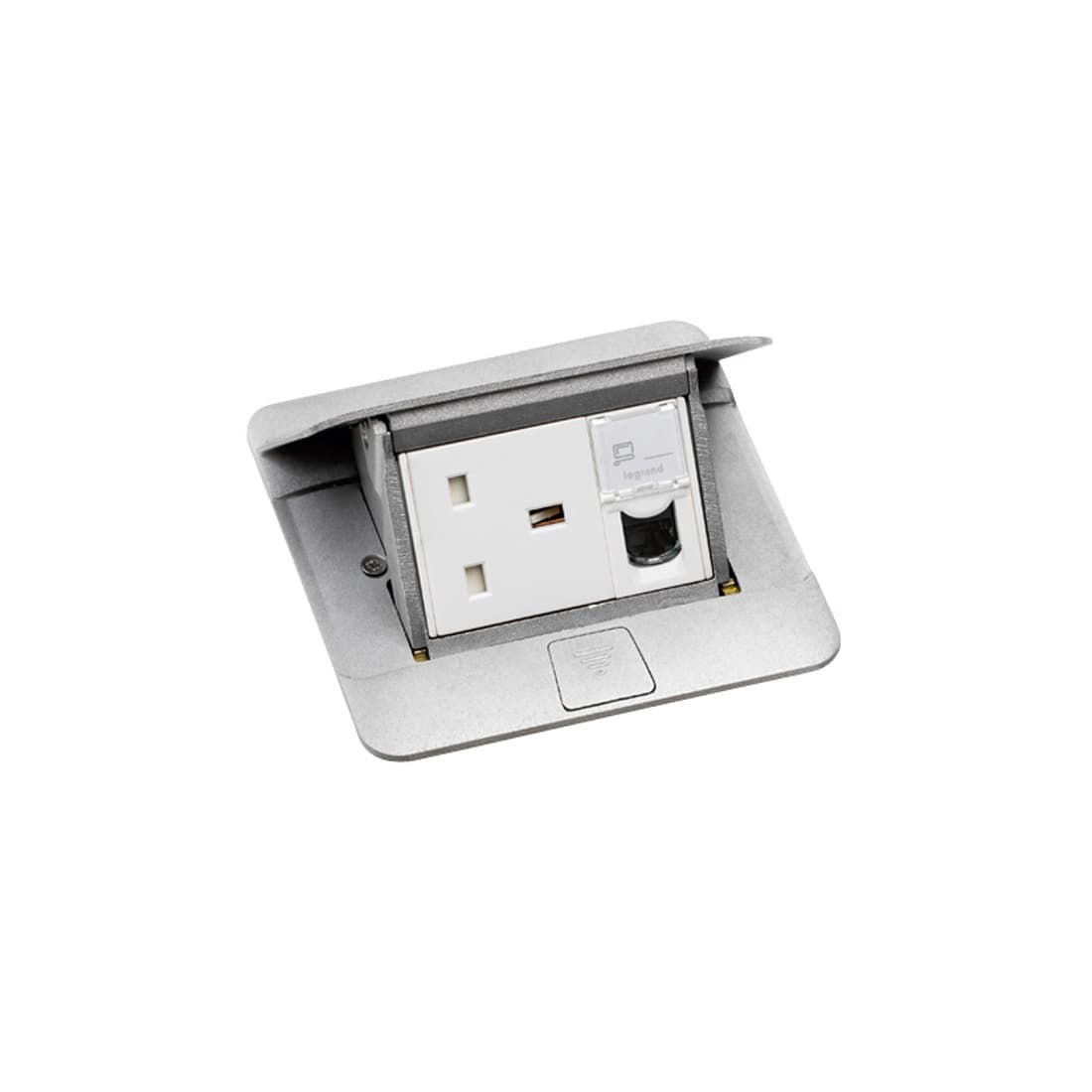 Выдвижной розеточный блок на 3 модуля, Legrand, 054010, Алюминий, Неукомплектованный, Степень защиты IP40