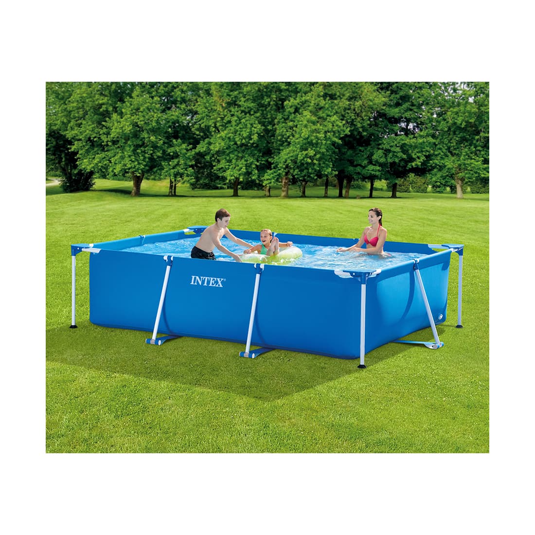 Каркасный бассейн Rectangular Frame 300 x 200 х 75 см, INTEX, 28272NP, Винил, 3834 л., Стальной каркас, Синий, Цветная коробка