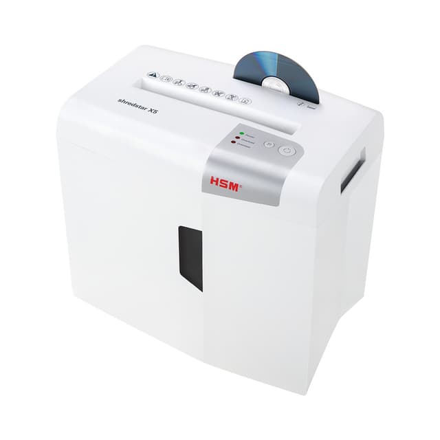 Шредер, HSM, Shredstar X5, 1043121, фрагмент 4,5x 30мм, P-4, режущая способность 5л, Ёмкость корзины 18л, продольная резка, Уничтожение CD/кредитные карты/Скрепы, белый