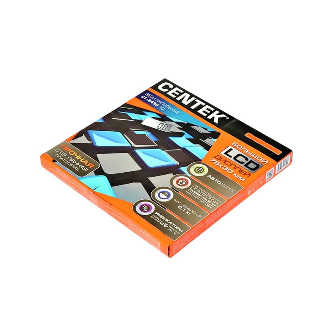 Весы, Centek, CT-2430, 3D, Электронные, 180кг, 0,1кг, LCD 75x30, Размер 30х30см, Рисунок