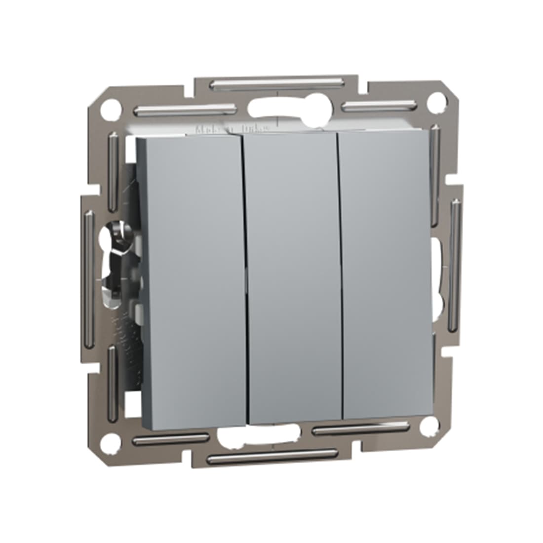 Выключатель трехклавишный, SE, EPH2100162, Asfora 10AX мех.винтовой сталь