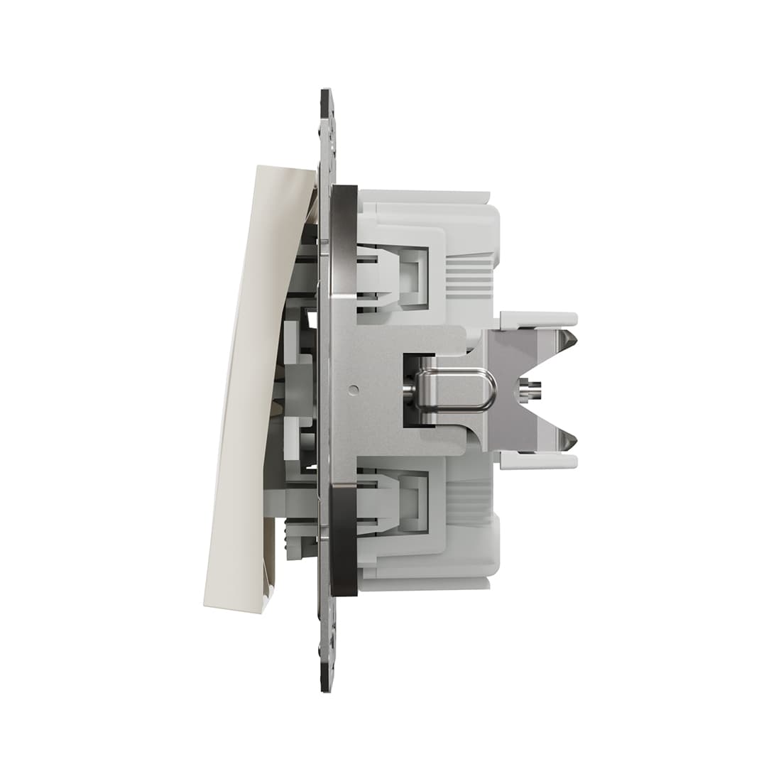 Выключатель двухклавишный, SE, EPH0370123, Asfora механизм быстрозажим. клеммы кремовый