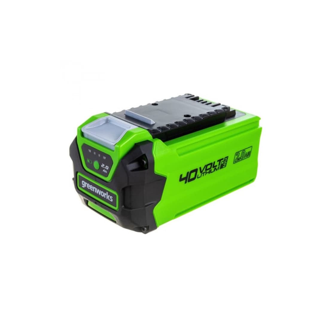 Аккумулятор, Greenworks, G40B2(2926907RU), 40V, 2.0 Ач, Напряжение 100% заряда 40 В , Ёмкость аккумуляторной батареи 2,0 Ач , Энергоемкость 72 Вт*ч, Номинальная мощность 1260 Вт, Масса без упаковки 0,82 кг, Время заряда 100% , - от ЗУ ток 2.0 А 60 мин , - от ЗУ ток 5.0 А 24 мин. , Черный/зелёный