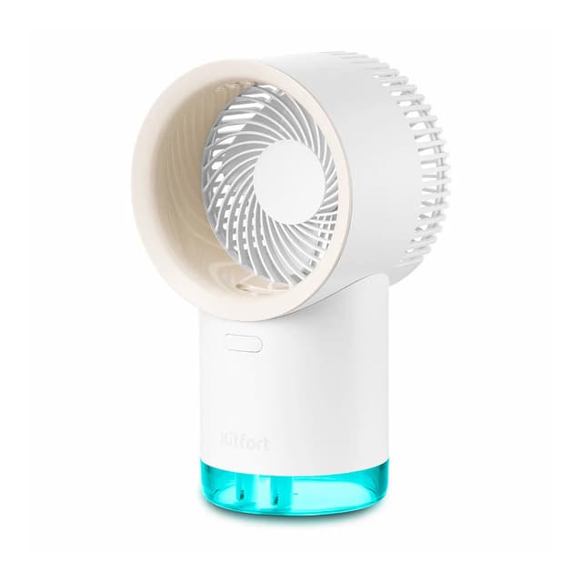 Беспроводной вентилятор-увлажнитель, Kitfort, КТ-417, Мощность 5 Вт, Количество скоростей 3, Время работы вентилятора до 11 ч, Время работы вентилятора с увлажнителем до 5 ч , Цвет белый