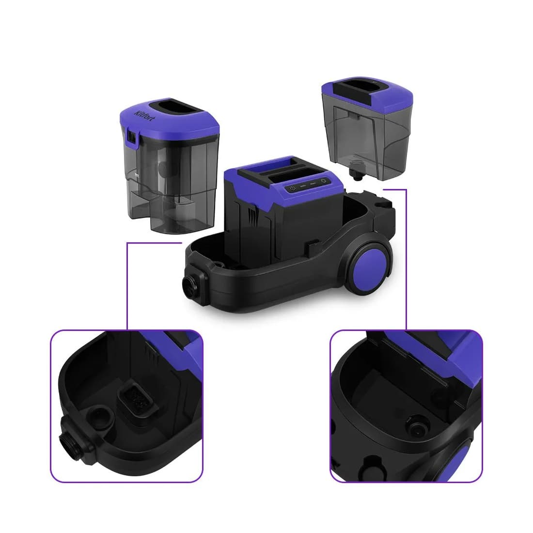 Моющий пылесос, Kitfort, КТ-5246, Мощность: 800 Вт, Объём чистой воды: 3 л., Длина шнура: 5 м, Длина шланга: 1.7 м, Насадки: Напольная, с ворсовой щёткой, для труднодоступных мест