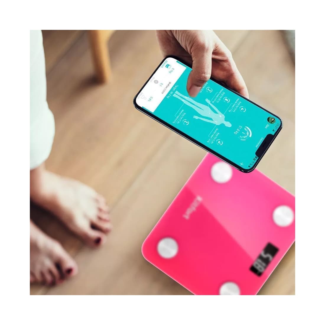 Весы, Kitfort, КТ-819, Стекло, Точность измерения (шаг деления) 100 г, Максимальная нагрузка 180 кг, Управление со смартфона, Розовый