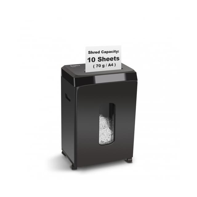 Уничтожитель бумаг, COMIX, S4210M, A4, Подача: 8 лист., Уничтожение CD/кредитных карт, Уровень секретности: 4, Скорость 2.3 м/мин, Ёмкость корзины 22 л., 65 дБ, Микро резка, Чёрный