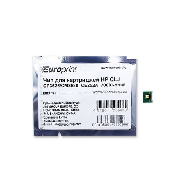 Чип, Europrint, CE252A, Для картриджей HP CLJ CP3525/CM3530, 7000 страниц.