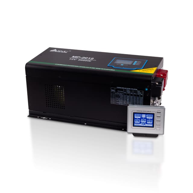 Инвертор, SVC, MP-2012, Мощность 2000ВА/2000Вт, Диапазон работы AVR: 100-290В (режим инвертора), 160-275В (режим ИБП), Вход 12В/220В, Выход 220В/230В, Чистая cинусоида, Зарядный ток 45 А, Время переключения режимов 4-6 мс, Кулер 9 см, Клеммное подключение, Чёрный