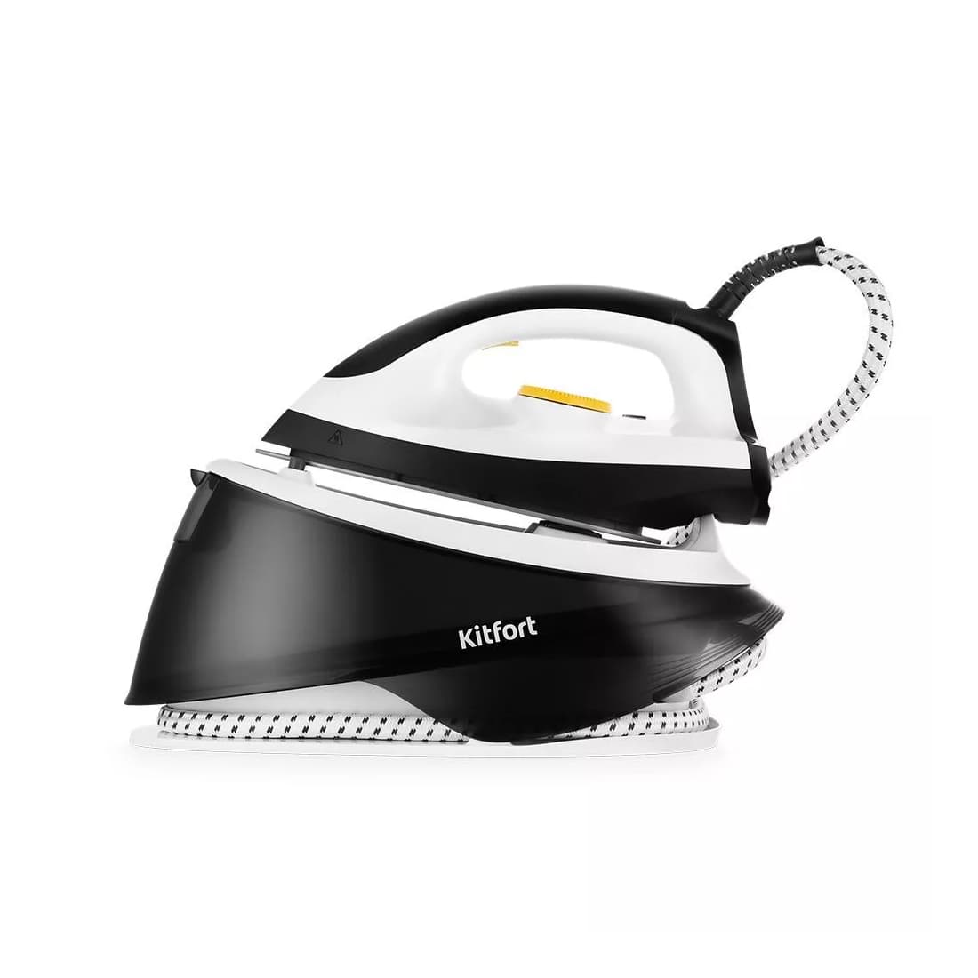 Парогенератор, Kitfort, КТ-9142, Мощность 2200 Вт, Материал подошвы керамика, Объем резервуара для воды 1800 мл, Постоянная подача пара 100 г/мин,Паровой удар нет, Давление пара 3 Бар, Время нагрева120 сек, Цвет черный