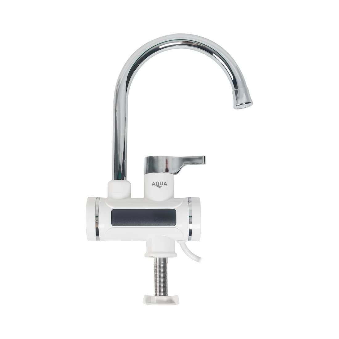 Бытовой кран с подогревом воды, AQUA, BEF-009C, 220В, Температура нагрева до +60 С, Длина кабеля 1.5м, Серебристый