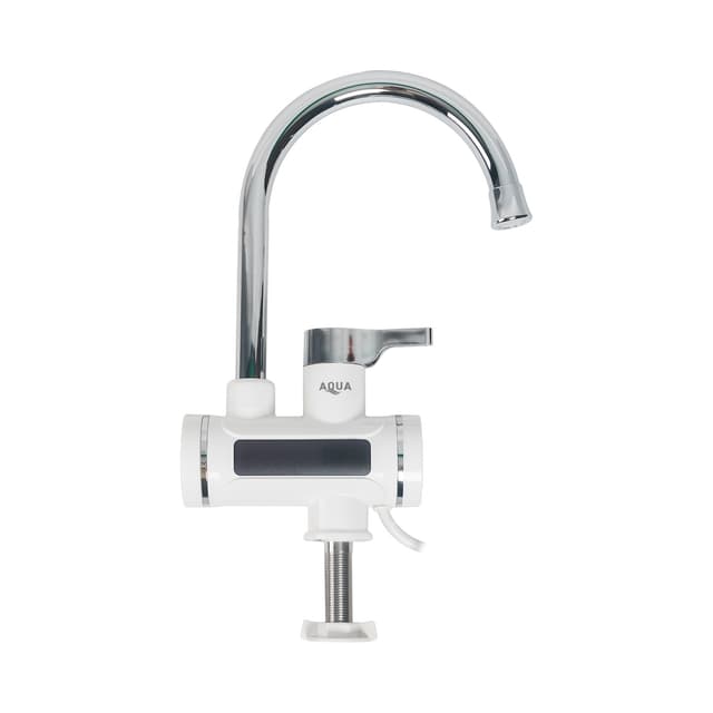 Бытовой кран с подогревом воды, AQUA, BEF-009C, 220В, Температура нагрева до +60 С, Длина кабеля 1.5м, Серебристый