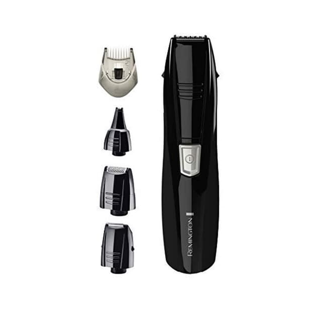 Триммер, Remington, PG180, 6 установок длины стрижки, 4 насадки, Длина стрижки 0.5-5 мм, Ползунковое управление, Самозатачивающиеся ножи, Влажная очистка, Лезвия не требуют смазки, Батарейки в комплекте, Черный