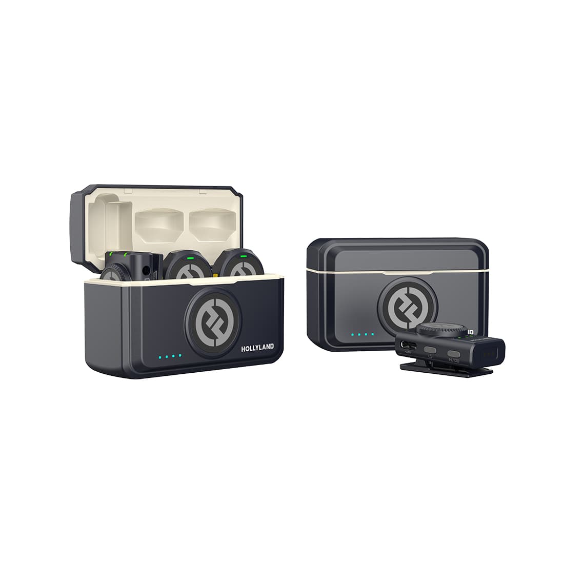 Петличный микрофон, Hollyland, Lark M2 Combo, Размер кнопки, 48 кГц/24 бит Hi-Fi звук, Подавление окружающего шума, Универсальная совместимость, Черный