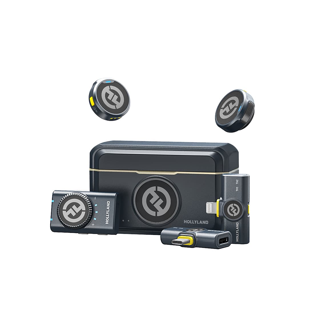 Петличный микрофон, Hollyland, Lark M2 Combo, Размер кнопки, 48 кГц/24 бит Hi-Fi звук, Подавление окружающего шума, Универсальная совместимость, Черный