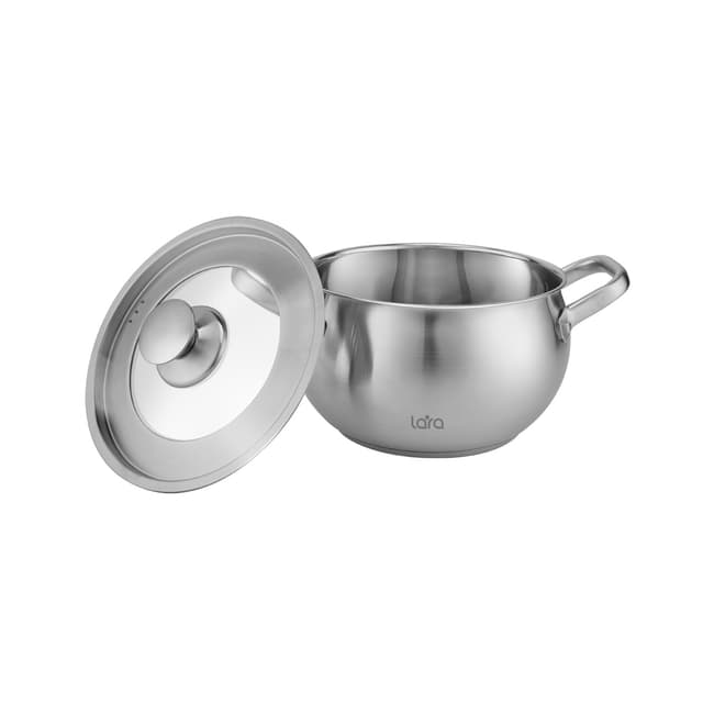 Набор посуды, LARA, ТОКИО LR02-127, 3пр, Кастрюли 3шт, Крышки 3 шт, Диаметр 16/20/24 см, Объем 2.3л/4.1л/6.5л, Нержавеющая сталь, Для всех типов плит, Мойка ручная/в посудомоечной машине, Стальной