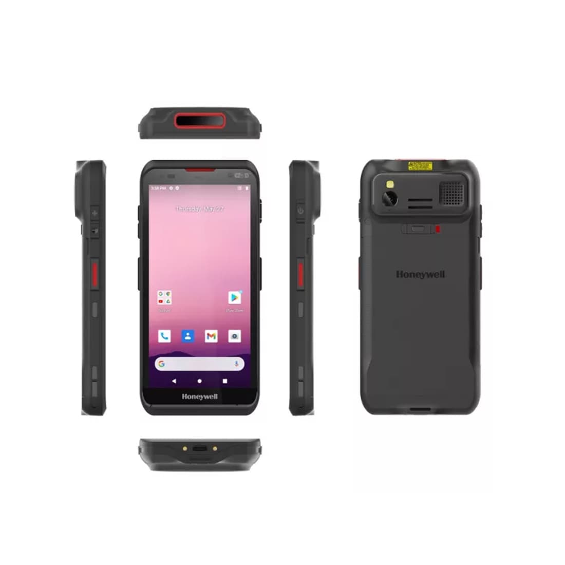 Терминал сбора данных, Honeywell, EDA56-00AE81N21RK, 5.5" , сенсорный, без eSIM и отпечатков, WLAN (Wi-Fi 6), без WWAN, GMS, фронтальная и тыловая камера, 6 ГБ ОЗУ, 128 ГБ ПЗУ, увеличенная батарея, IP67, чёрный + ПО Cleverence