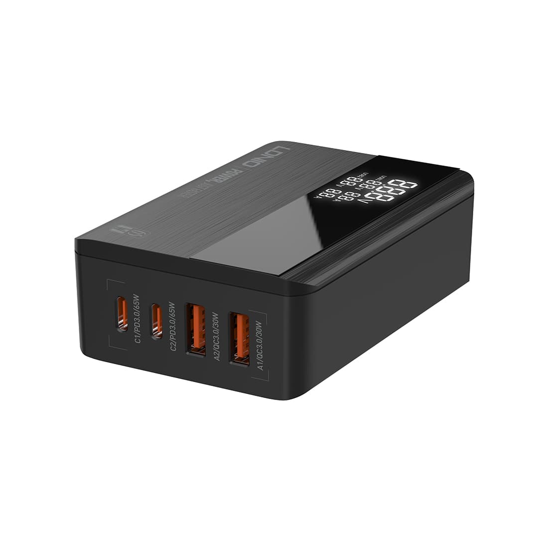 Универсальное зарядное устройство, LDNIO, A4808Q, 65W, 2*USB-C 2*USB, Быстрая зарядка/Fast Charger, Чёрный
